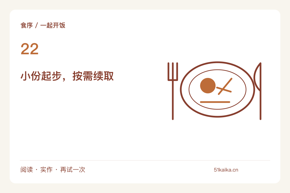 用小碗分装一顿午餐，尝试先少后添的上桌节奏主题图解